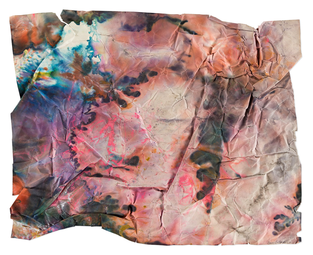 SAM GILLIAM (1933 -  ) Untitled (Abstraction with Magenta).